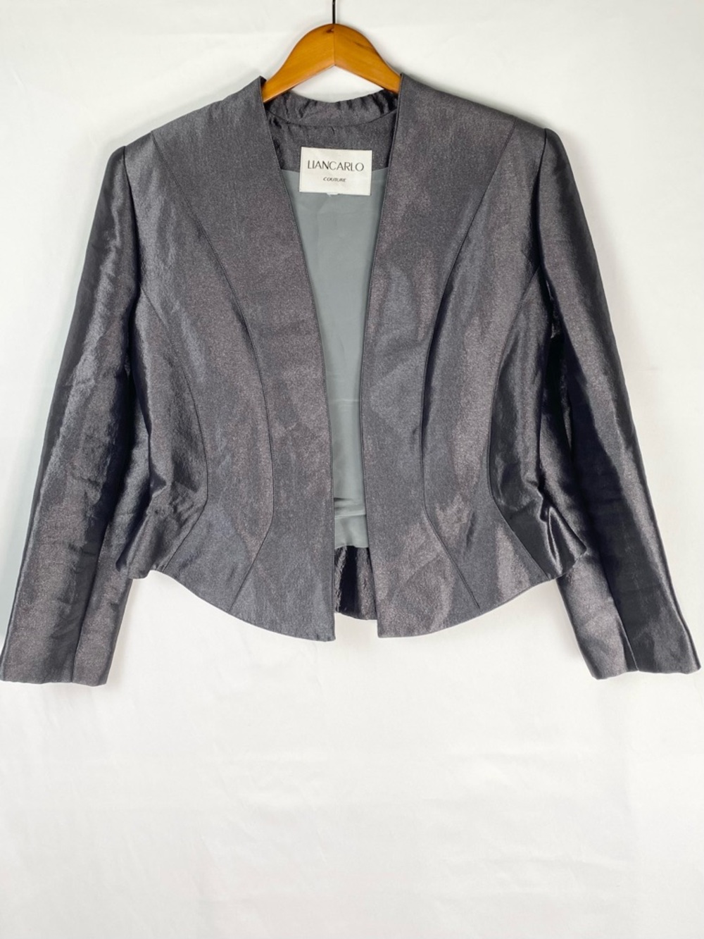 Vintage Liancarlo Couture Evening Jacket Silver Size 10 Party